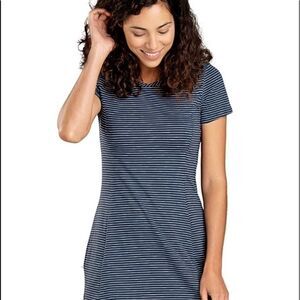 Toad & CO Marley Short Sleeve Dress Navy Striped Size XS